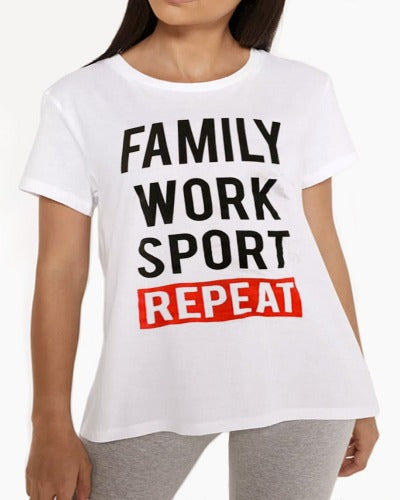 Tshirt Donna Family Work Sport Repeat